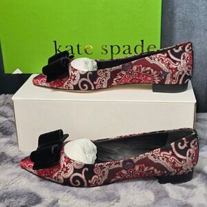 Kate Spade Keana Flats Russet Multi Brocade Velvet Bow Women 8.5M